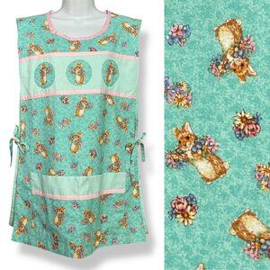 Handmade Apron Bunny Rabbit Pattern Women Twee Animal Flowers Kitchen Artist Fun